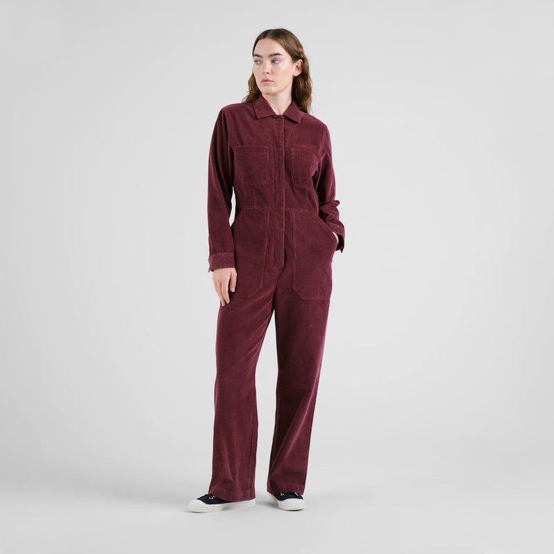 DEDICATED Docksta corduroy overalls fig red women