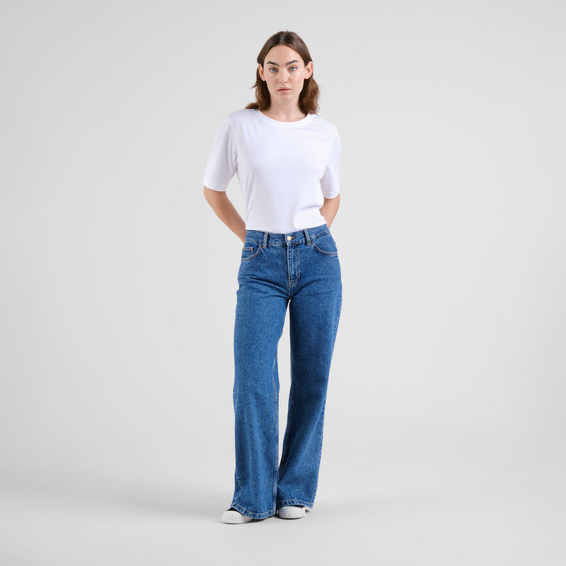 DEDICATED Berlin flare denim pants mid blue women