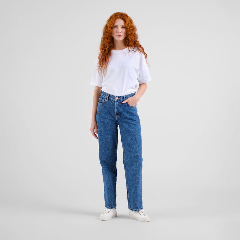 DEDICATED Essen straight denim pants mid blue women