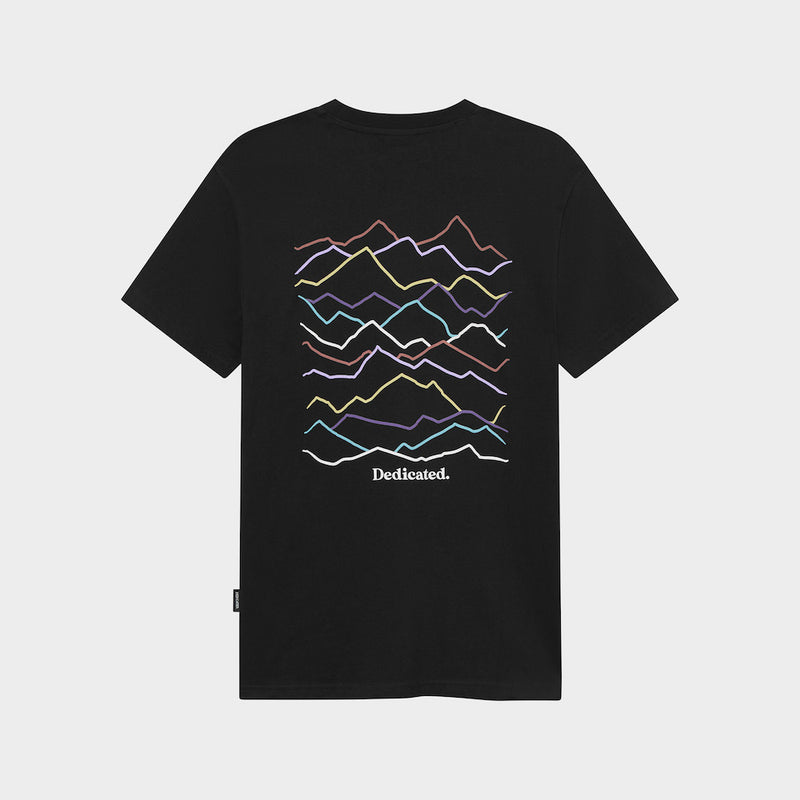 DEDICATED Stockholm line mountains logo t-shirt black men