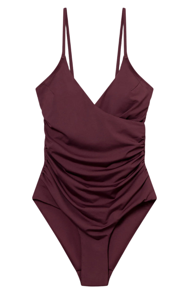 DEDICATED Klinte wrap swimsuit burgundy women