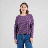 DEDICATED Humledal stripes longsleeve top fig red women