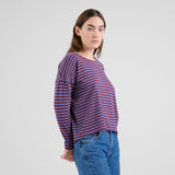 DEDICATED Humledal stripes longsleeve top fig red women