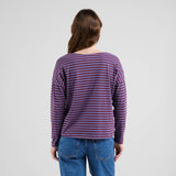 DEDICATED Humledal stripes longsleeve top fig red women