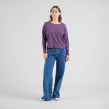 DEDICATED Humledal stripes longsleeve top fig red women