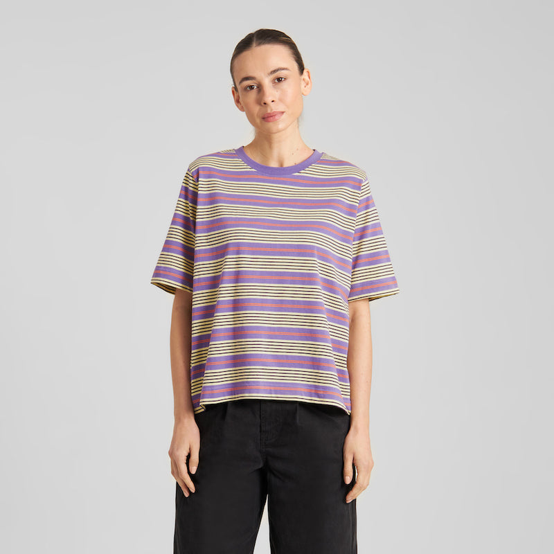 DEDICATED Vadstena retro stripe t-shirt haze purple women