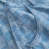 DEDICATED Vara denim pepita cats workwear pants light blue women