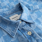 DEDICATED Stensvik denim pepita cats shirt light blue women