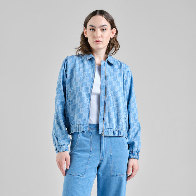 DEDICATED Sunna denim pepita cats jacket light blue women