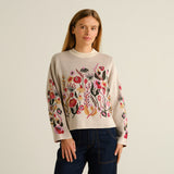 DEDICATED Limhamn folk flower jumper vanilla white women