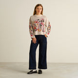 DEDICATED Limhamn folk flower jumper vanilla white women