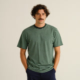 DEDICATED Stockholm stripes t-shirt dark green granite green men