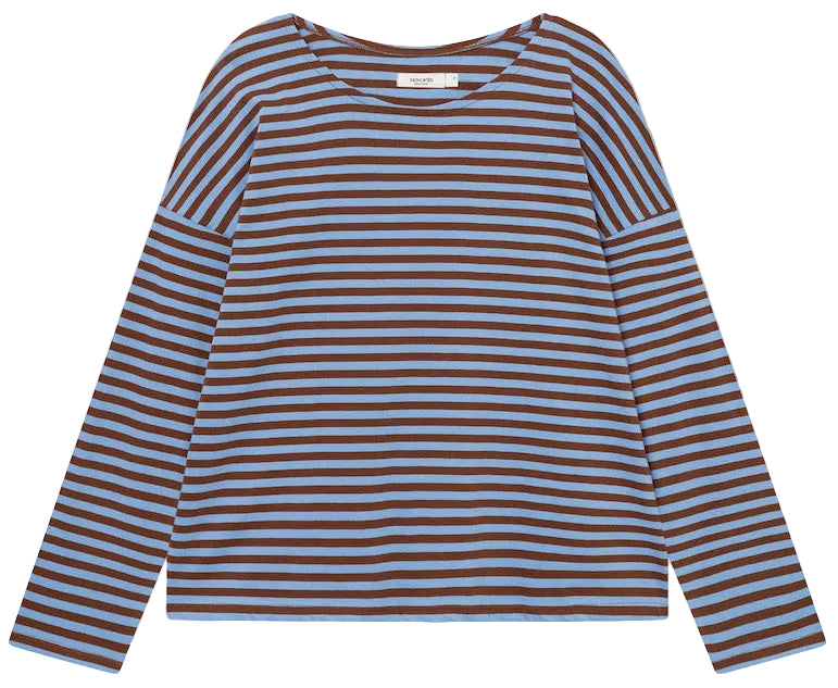 DEDICATED Humledal stripes top brown blue women