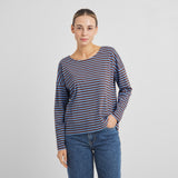 DEDICATED Humledal stripes top brown blue women