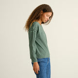 DEDICATED Humledal stripes top dark green granite green women