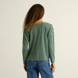 DEDICATED Humledal stripes top dark green granite green women