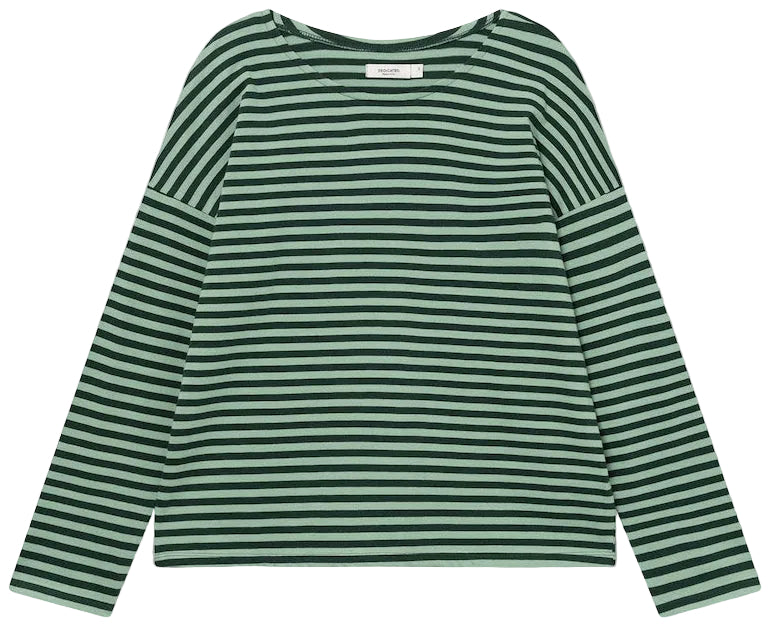 DEDICATED Humledal stripes top dark green granite green women
