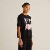 DEDICATED Vadstena painted swans t-shirt black women