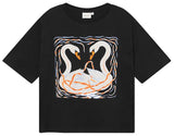 DEDICATED Vadstena painted swans t-shirt black women