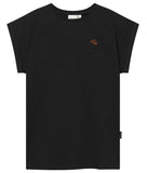 DEDICATED Visby croissant EMB t-shirt black women