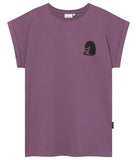 DEDICATED Visby curious cat t-shirt berry purple women