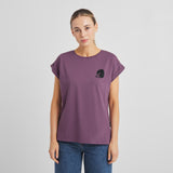 DEDICATED Visby curious cat t-shirt berry purple women