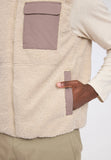 MAZINE Padded sherpa vest natural grey brown men