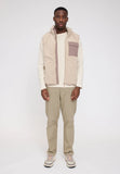 MAZINE Padded sherpa vest natural grey brown men