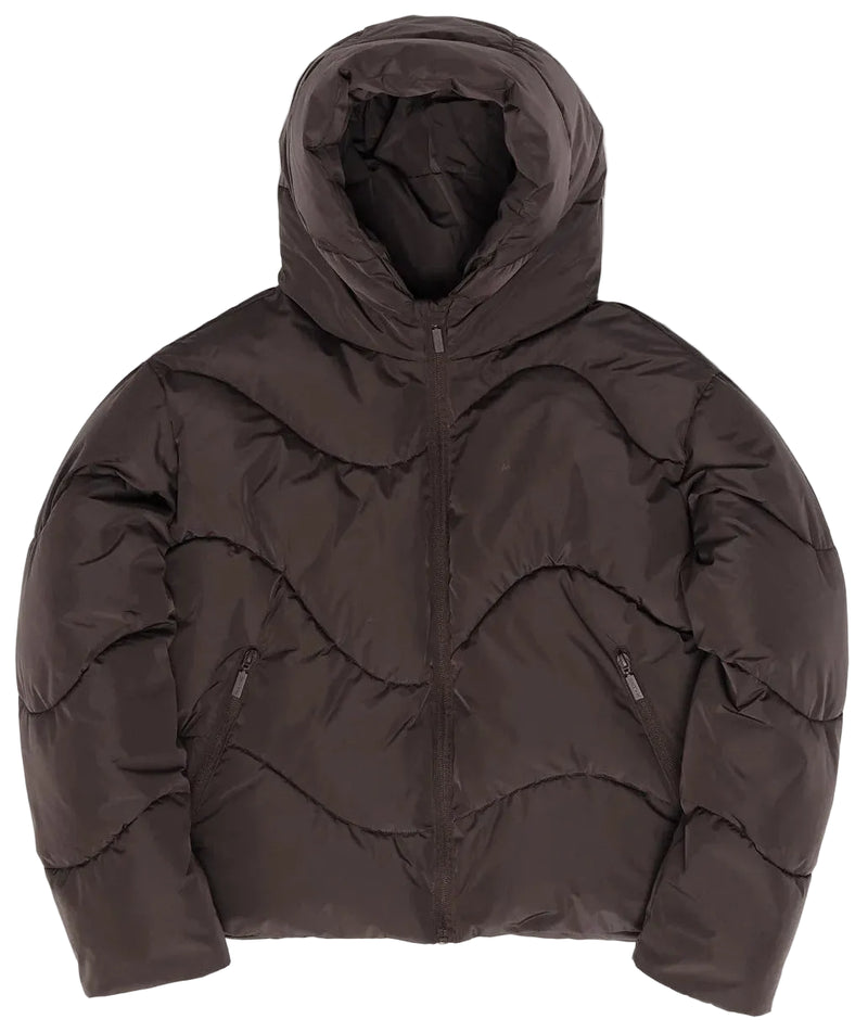 MAZINE Waves quilt short puffer jacket eggplant women