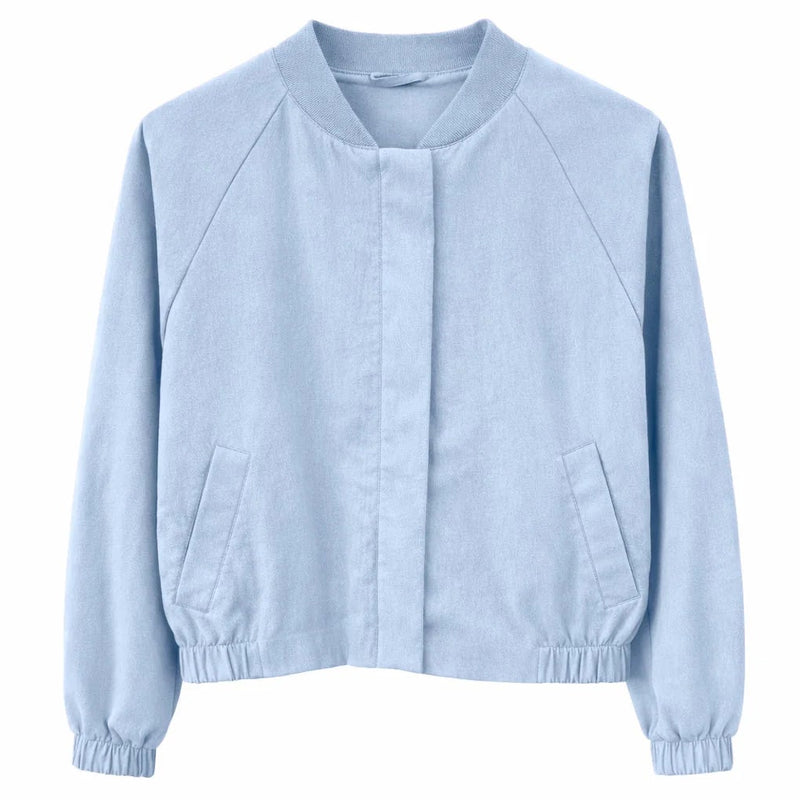 MAZINE Short cotton bomber jacket light blue women