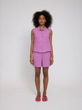 MAZINE Sleeveless linen shirt violet pink women