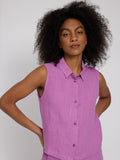 MAZINE Sleeveless linen shirt violet pink women