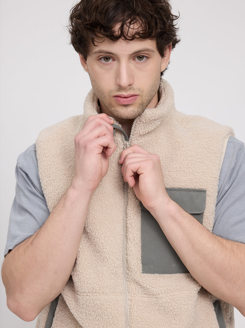 MAZINE Padded sherpa vest natural light bottle men
