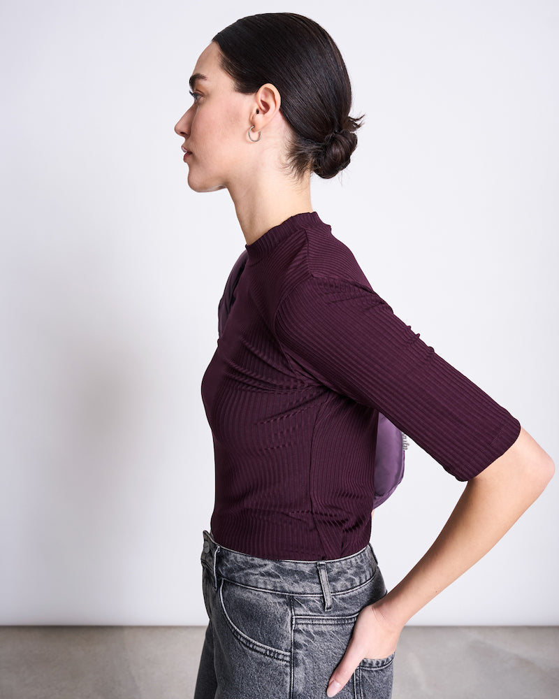 JAN 'N JUNE Nina rib t-shirt cherry lacquer women