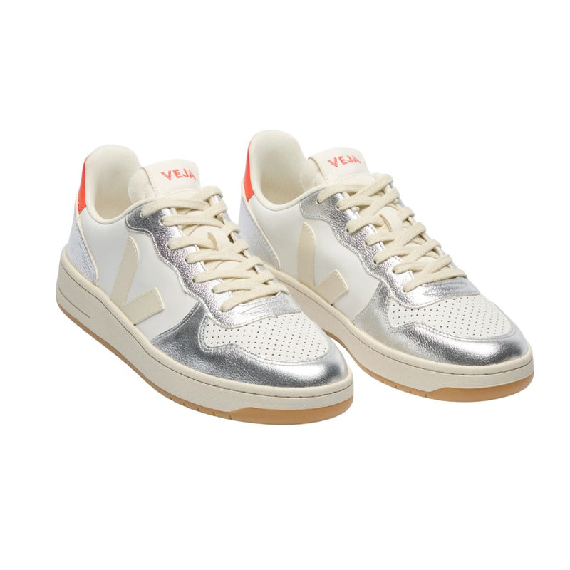 VEJA V-10 leather white pierre silver women