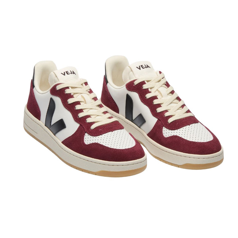 VEJA V-10 leather white black amarante women