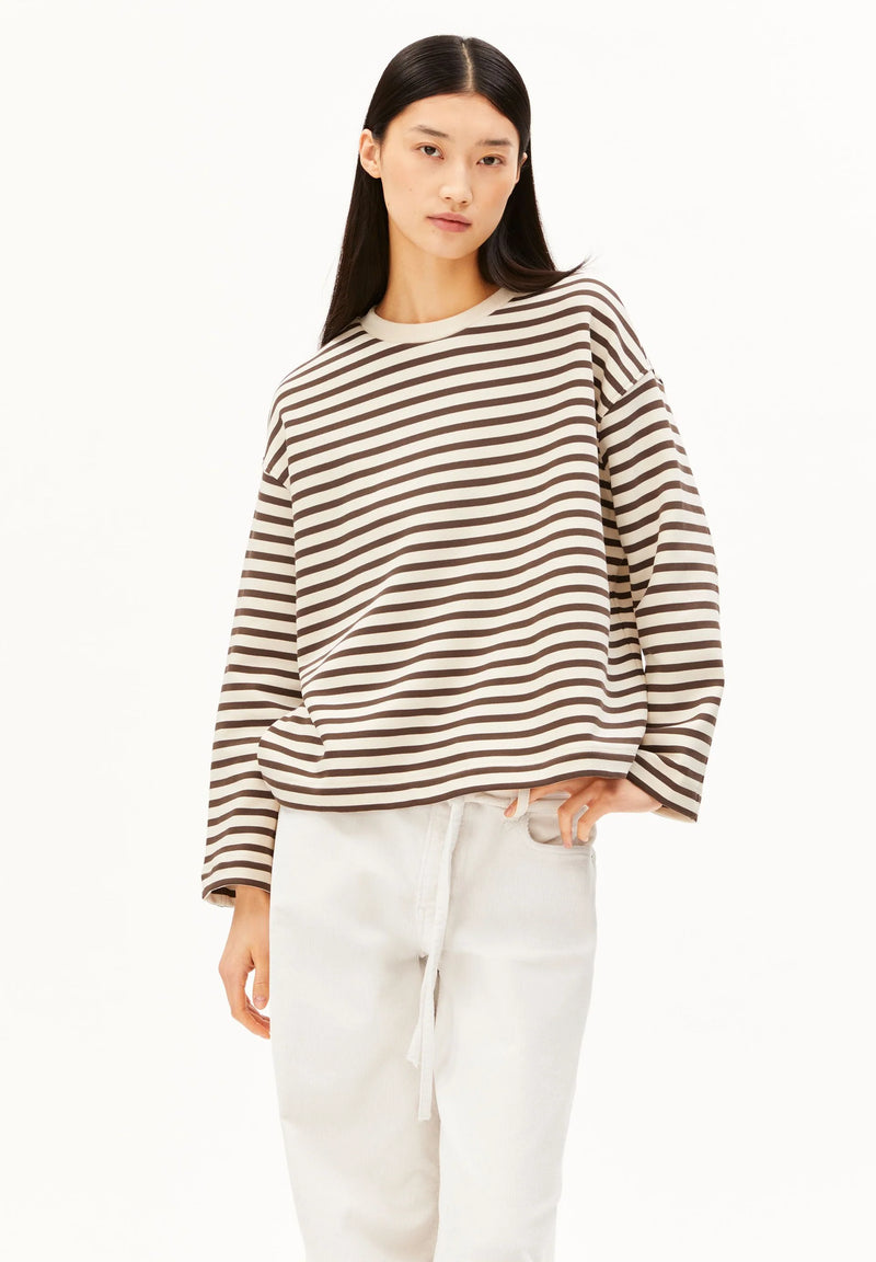 ARMEDANGELS Frankaa maarlen stripe sweatshirt undyed claystone women
