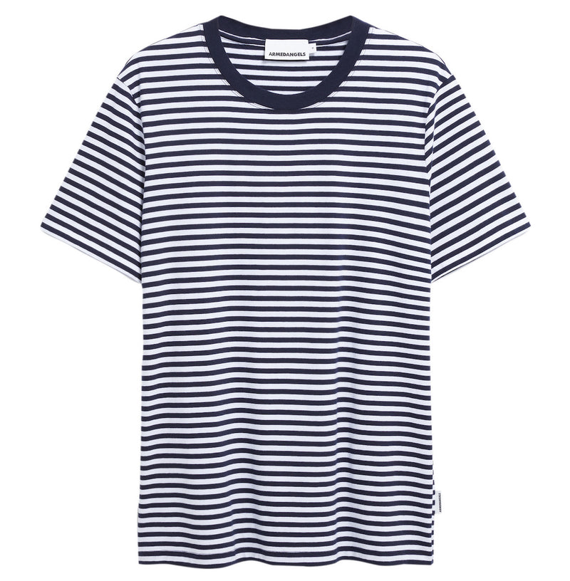 ARMEDANGELS Maarkos stripes t-shirt night sky white men