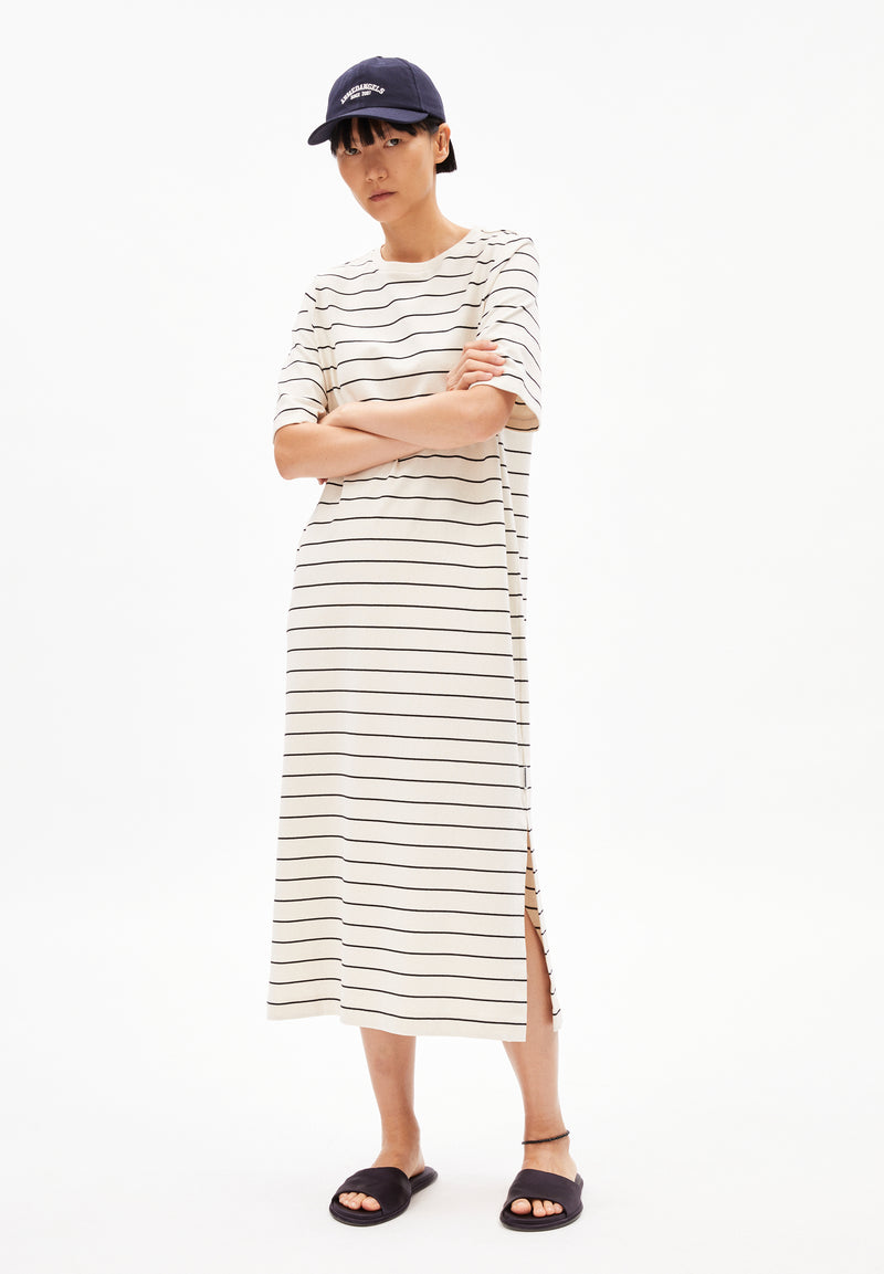 ARMEDANGELS Xelinaa fine stripe dress undyed black women