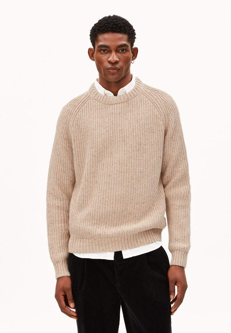 ARMEDANGELS Kiaano tweed knit jumper sandstone tweed men
