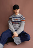 ARMEDANGELS Kaalla fair isle jumper silver melange dusty orange men