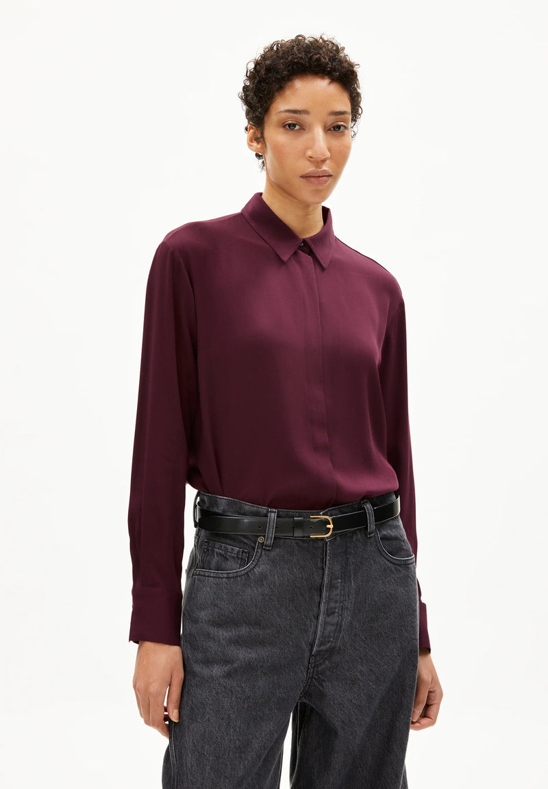 ARMEDANGELS Larisaana longsleeve blouse dark cranberry women