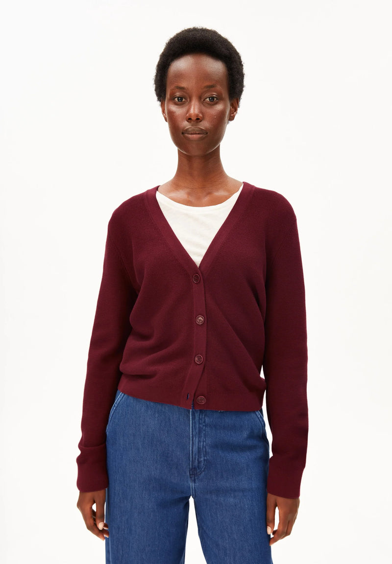 ARMEDANGELS Menaal links links cardigan velvet red women
