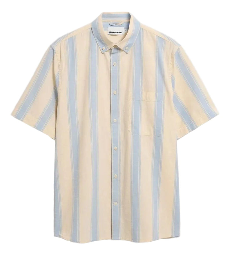 ARMEDANGELS Striped shortsleeve shirt wedgwood men