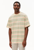 ARMEDANGELS Maarkos stripes t-shirt foam washed berry men