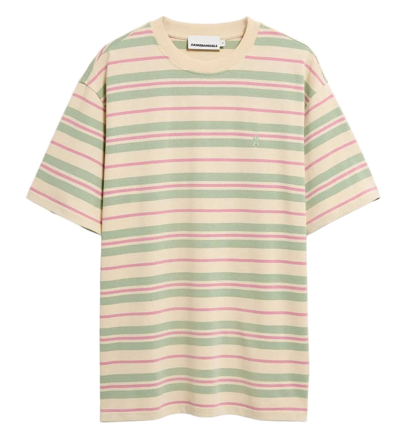 ARMEDANGELS Maarkos stripes t-shirt foam washed berry men