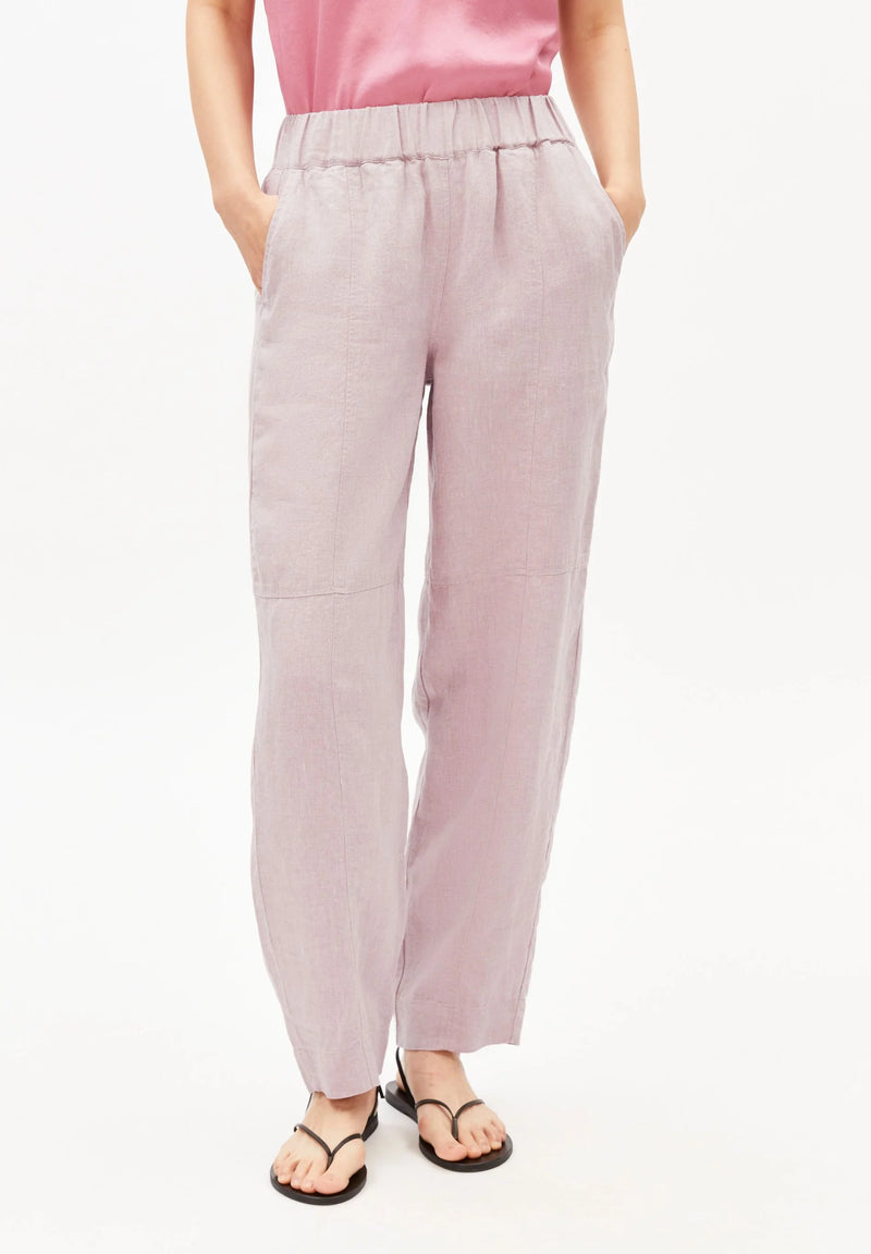 ARMEDANGELS Pure linen pull on barrel pants pink mist women