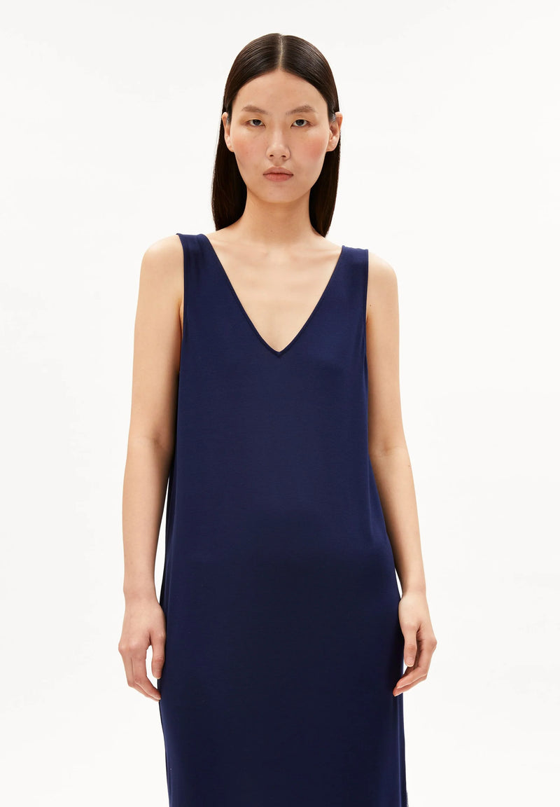 ARMEDANGELS Sleeveless jersey midi dress tinted navy women