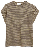 ARMEDANGELS Slub jersey stripe t-shirt tinted navy golden hay women