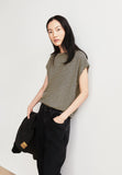 ARMEDANGELS Slub jersey stripe t-shirt tinted navy golden hay women